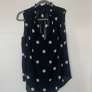 Ann Taylor Black & White Polka Dot Sleeveless blouse. Size Small